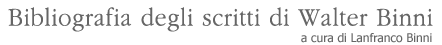 Bibliografia degli scritti di Walter Binni